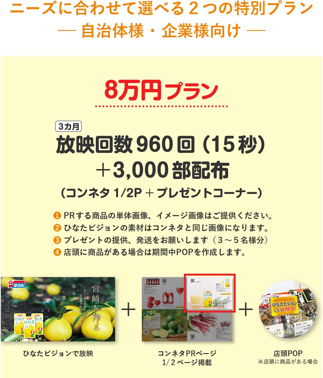 ニーズに合わせて選べる２つの特別プラン